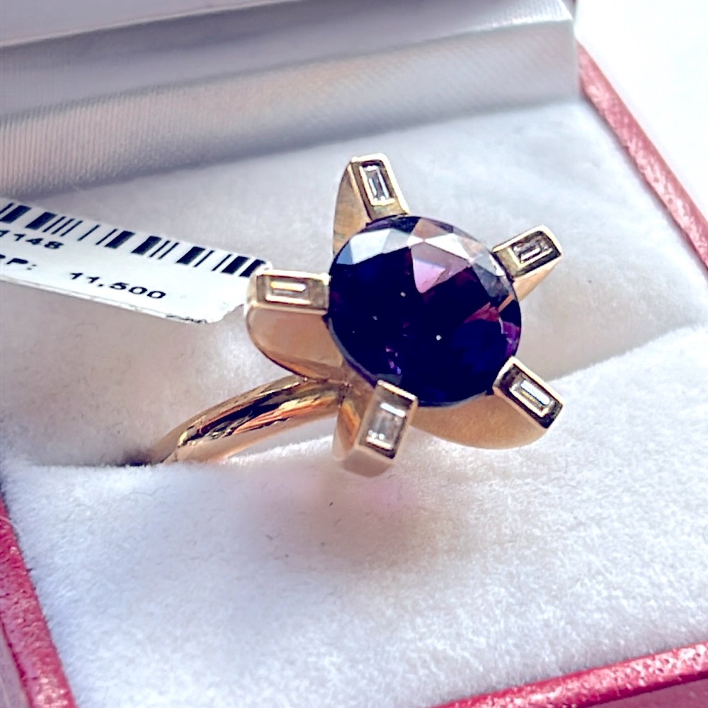 ✨sold!!SOLANGE FINAL stunning 18k gold diamond amethyst ring.Retail 11,500 NWT